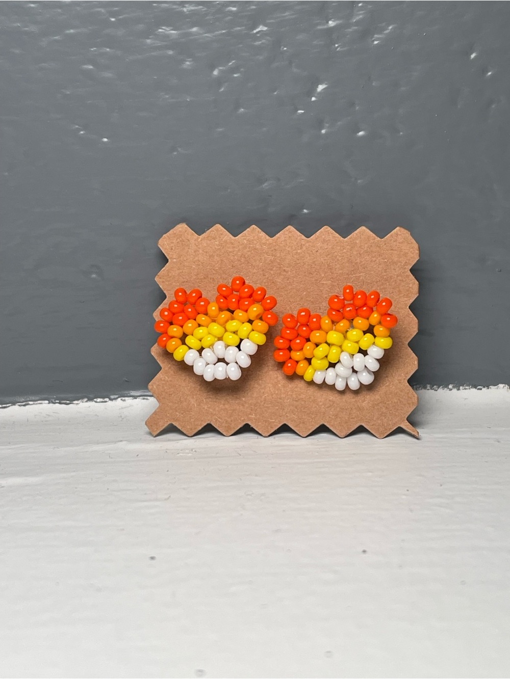 Huichol Beaded Heart Stud Earrings